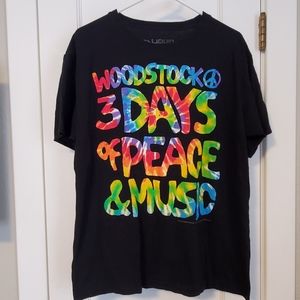 Liquid Blue Woodstock 3 Days of Peace and Music black tie dye tshirt Large